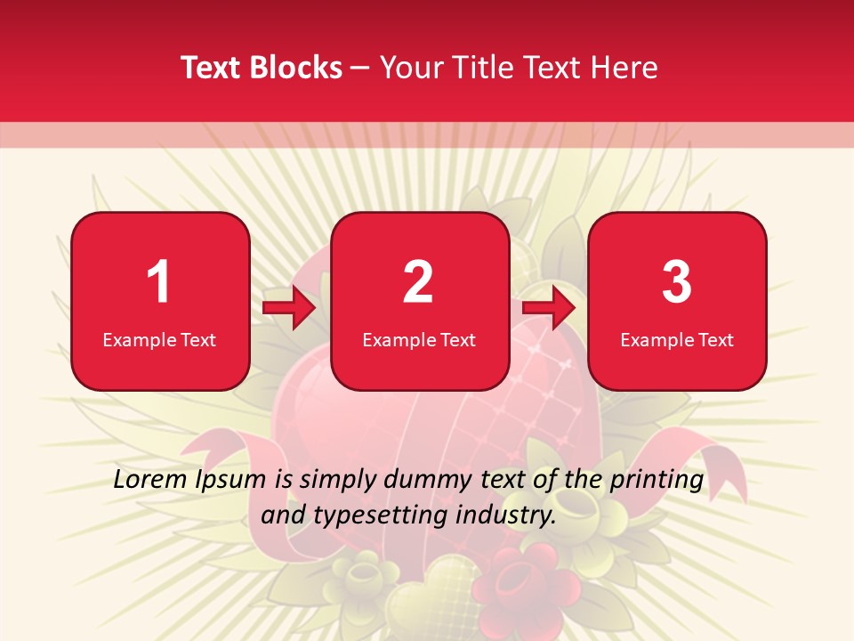 A Red Heart With Green Leaves On A Yellow And Red Background PowerPoint Template