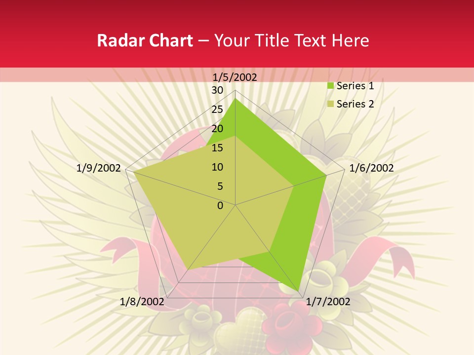 A Red Heart With Green Leaves On A Yellow And Red Background PowerPoint Template