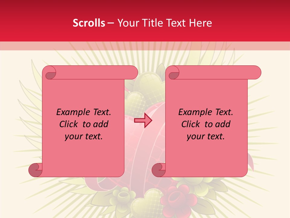 A Red Heart With Green Leaves On A Yellow And Red Background PowerPoint Template