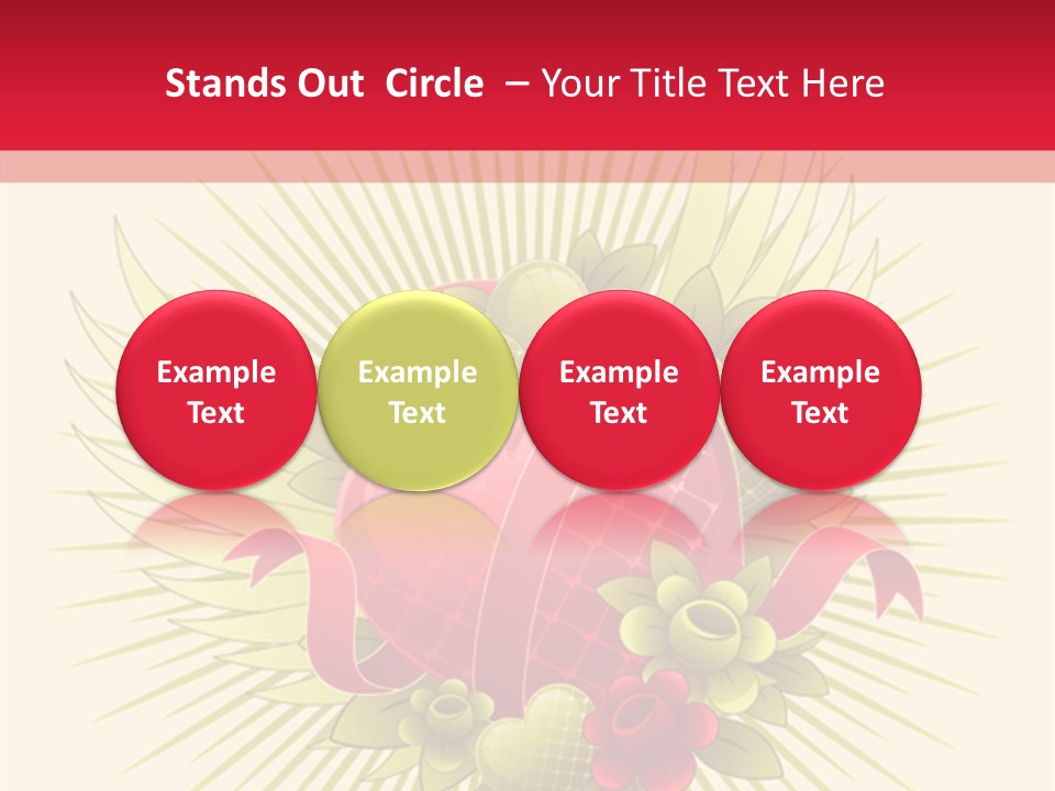 A Red Heart With Green Leaves On A Yellow And Red Background PowerPoint Template