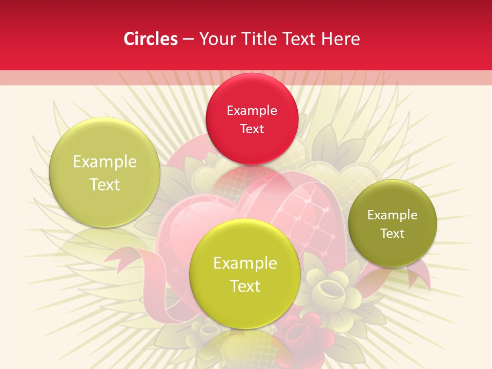 A Red Heart With Green Leaves On A Yellow And Red Background PowerPoint Template