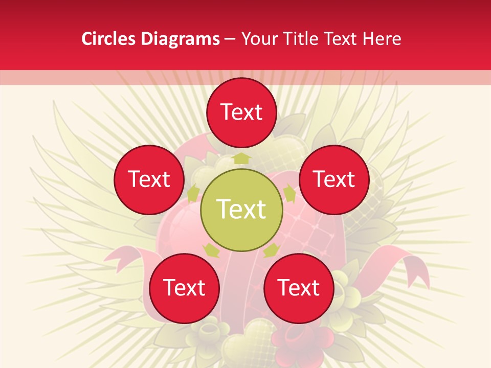 A Red Heart With Green Leaves On A Yellow And Red Background PowerPoint Template