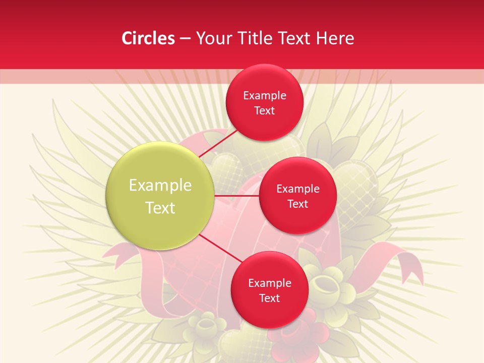 A Red Heart With Green Leaves On A Yellow And Red Background PowerPoint Template