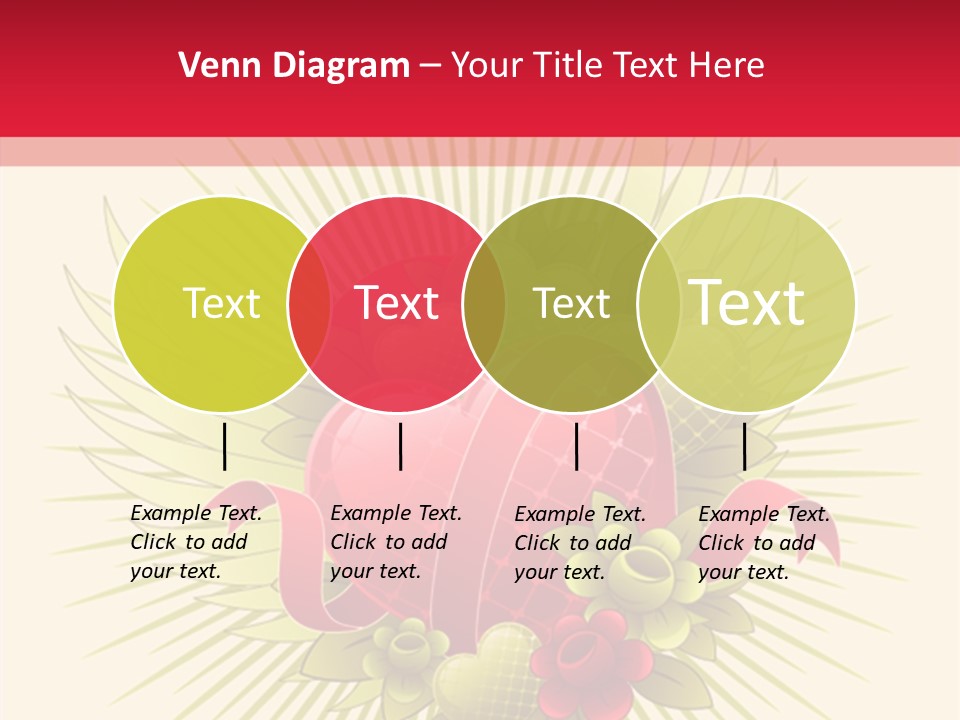 A Red Heart With Green Leaves On A Yellow And Red Background PowerPoint Template