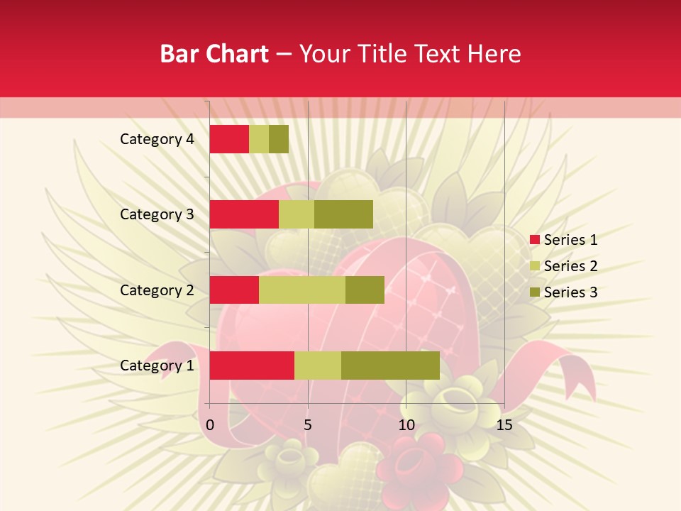 A Red Heart With Green Leaves On A Yellow And Red Background PowerPoint Template