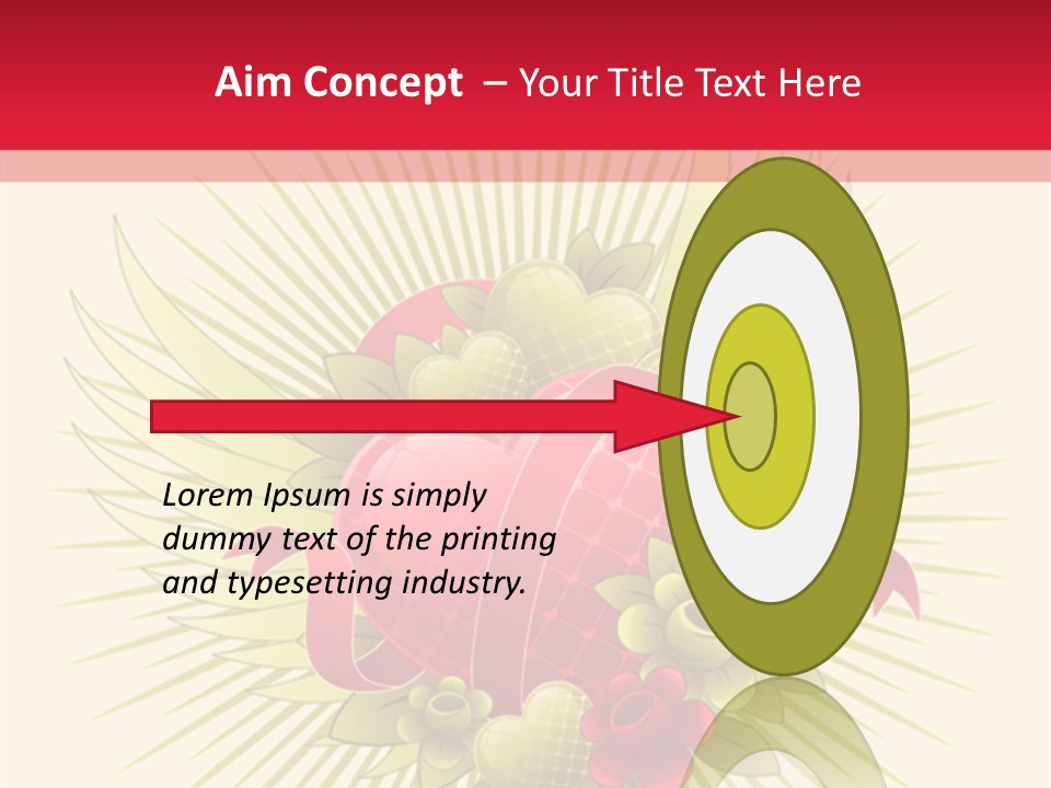 A Red Heart With Green Leaves On A Yellow And Red Background PowerPoint Template