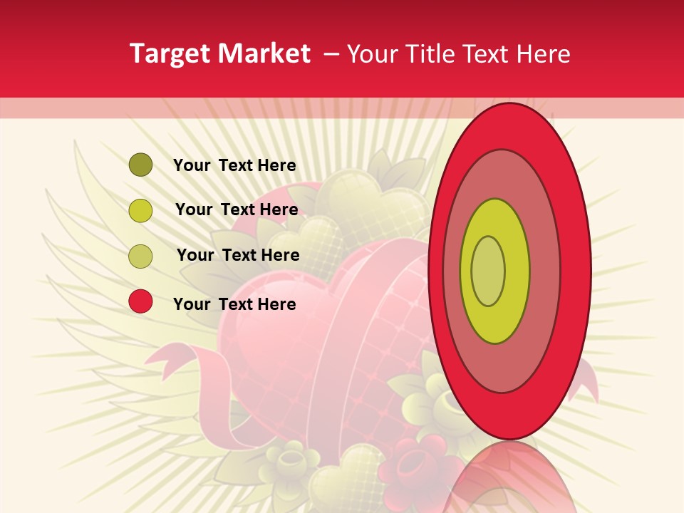 A Red Heart With Green Leaves On A Yellow And Red Background PowerPoint Template