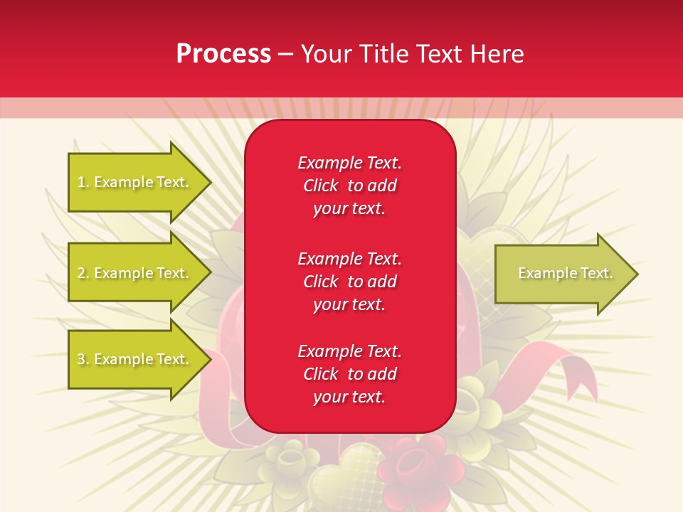 A Red Heart With Green Leaves On A Yellow And Red Background PowerPoint Template
