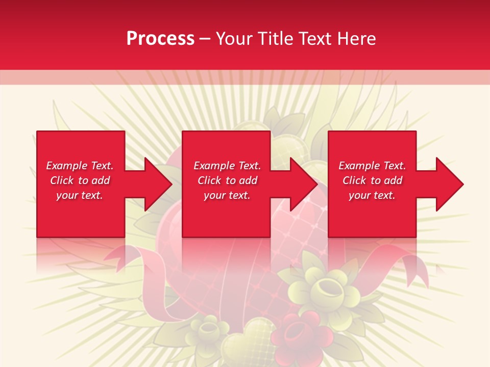 A Red Heart With Green Leaves On A Yellow And Red Background PowerPoint Template