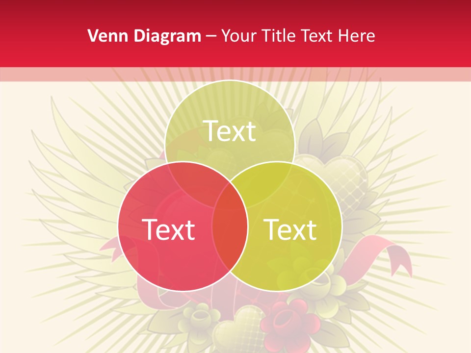 A Red Heart With Green Leaves On A Yellow And Red Background PowerPoint Template