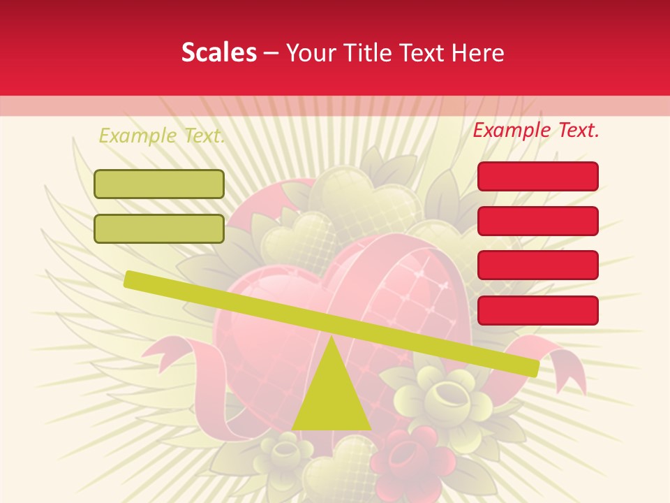 A Red Heart With Green Leaves On A Yellow And Red Background PowerPoint Template