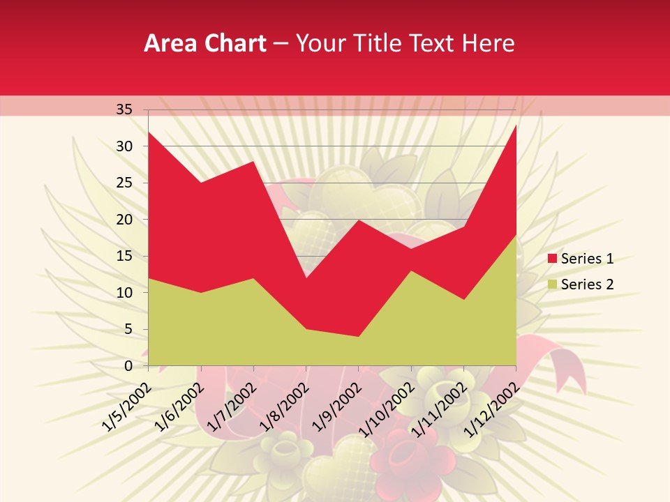 A Red Heart With Green Leaves On A Yellow And Red Background PowerPoint Template