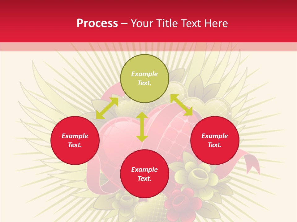 A Red Heart With Green Leaves On A Yellow And Red Background PowerPoint Template