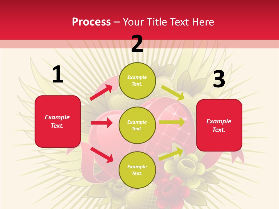 A Red Heart With Green Leaves On A Yellow And Red Background PowerPoint Template