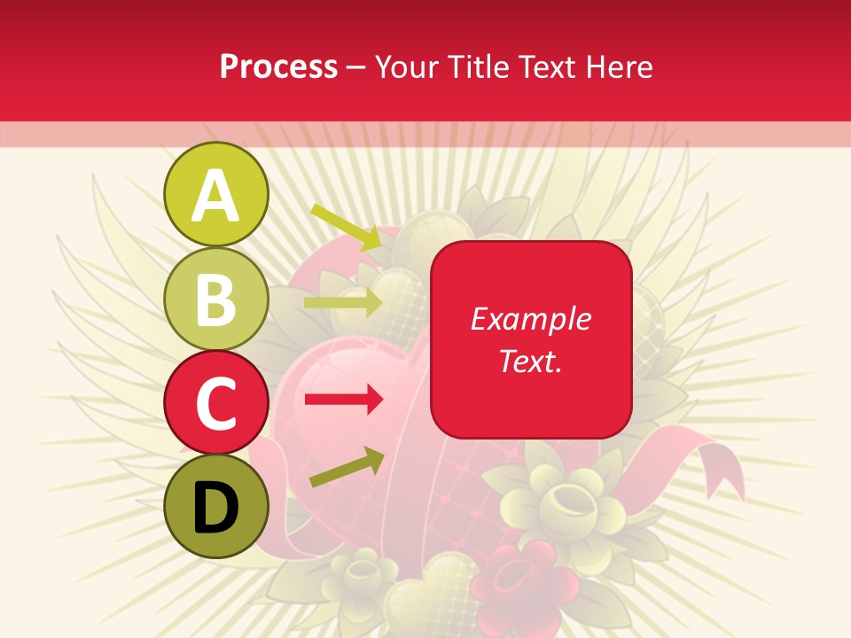 A Red Heart With Green Leaves On A Yellow And Red Background PowerPoint Template