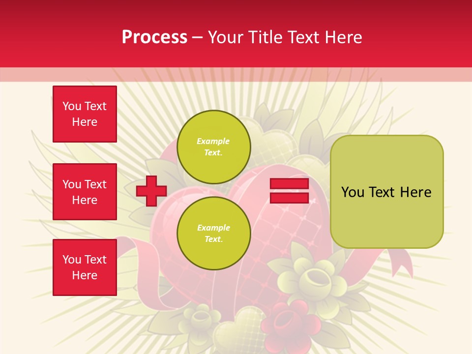 A Red Heart With Green Leaves On A Yellow And Red Background PowerPoint Template