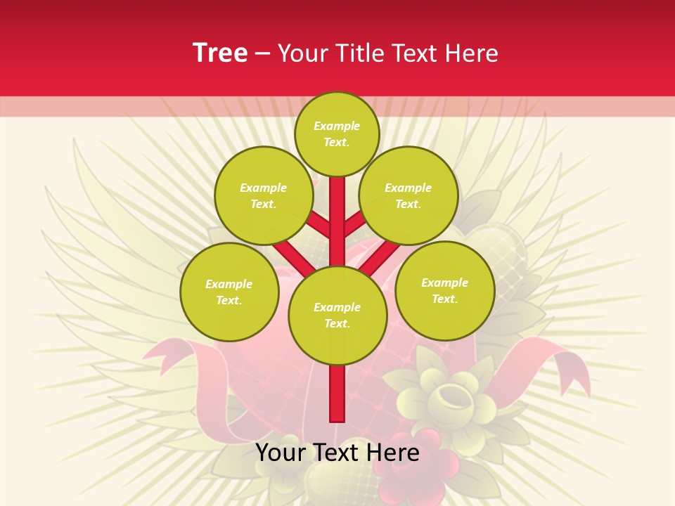 A Red Heart With Green Leaves On A Yellow And Red Background PowerPoint Template