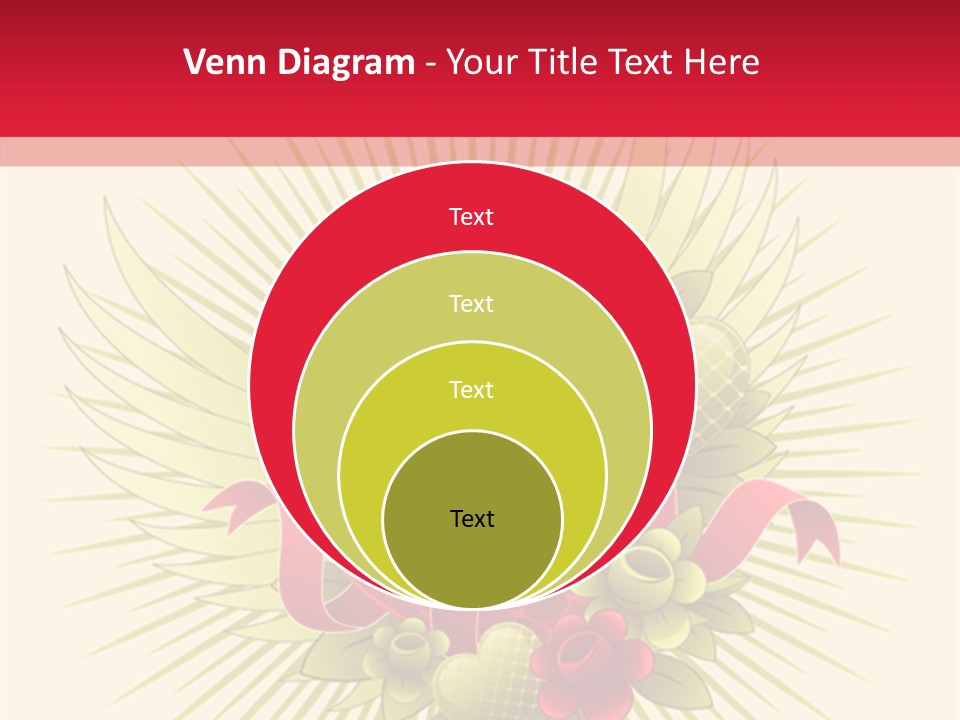 A Red Heart With Green Leaves On A Yellow And Red Background PowerPoint Template