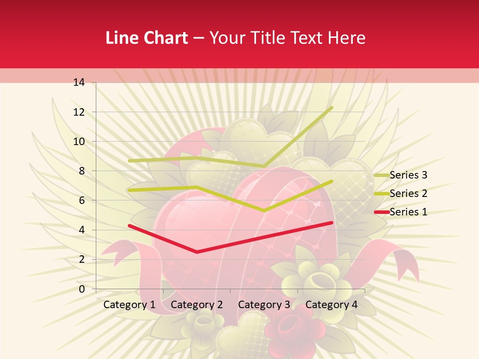A Red Heart With Green Leaves On A Yellow And Red Background PowerPoint Template
