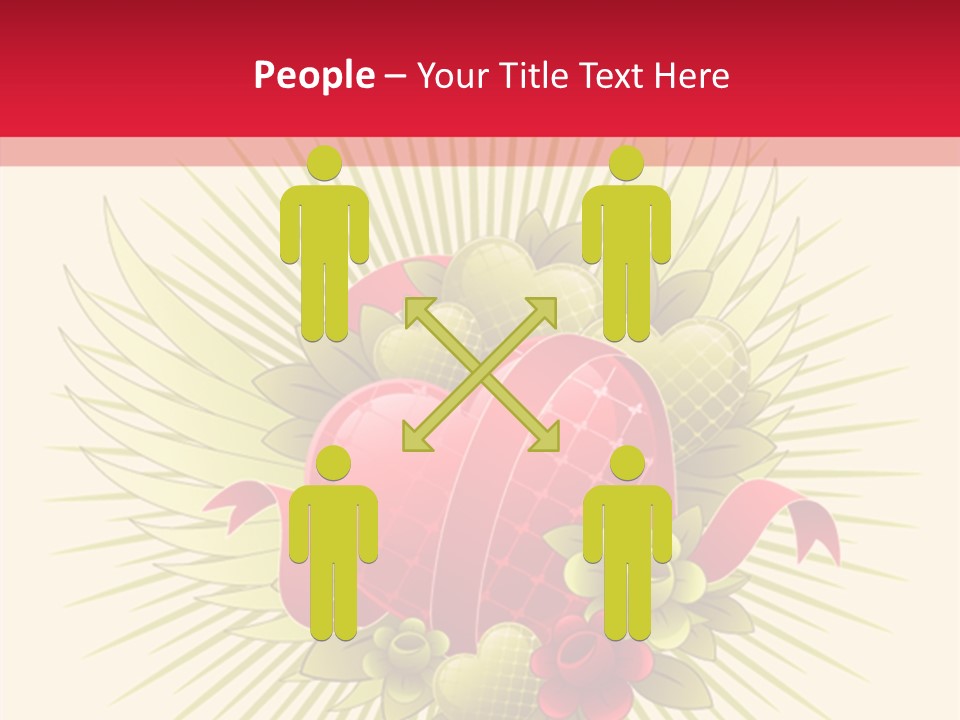 A Red Heart With Green Leaves On A Yellow And Red Background PowerPoint Template