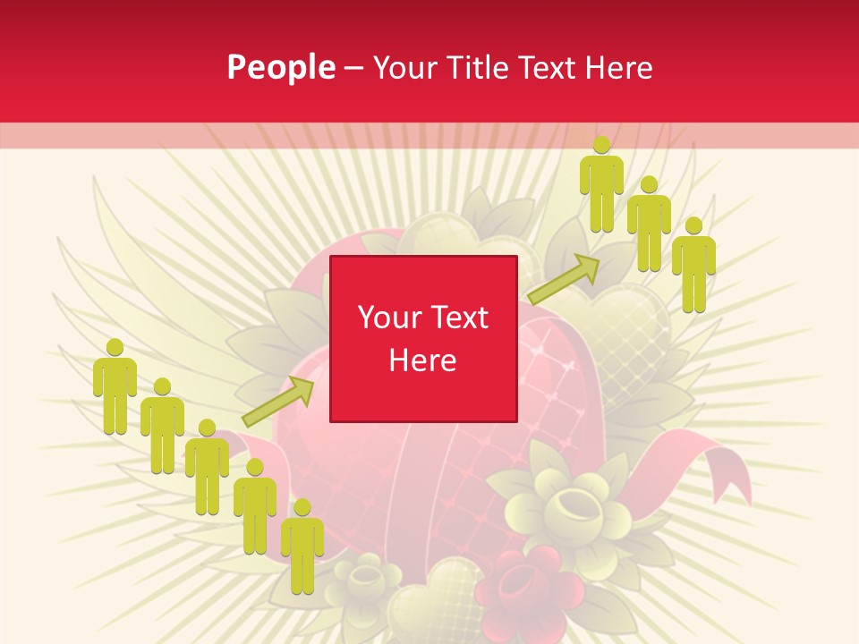 A Red Heart With Green Leaves On A Yellow And Red Background PowerPoint Template