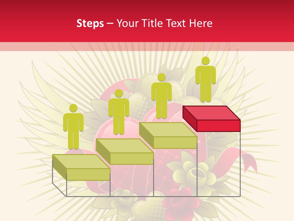 A Red Heart With Green Leaves On A Yellow And Red Background PowerPoint Template