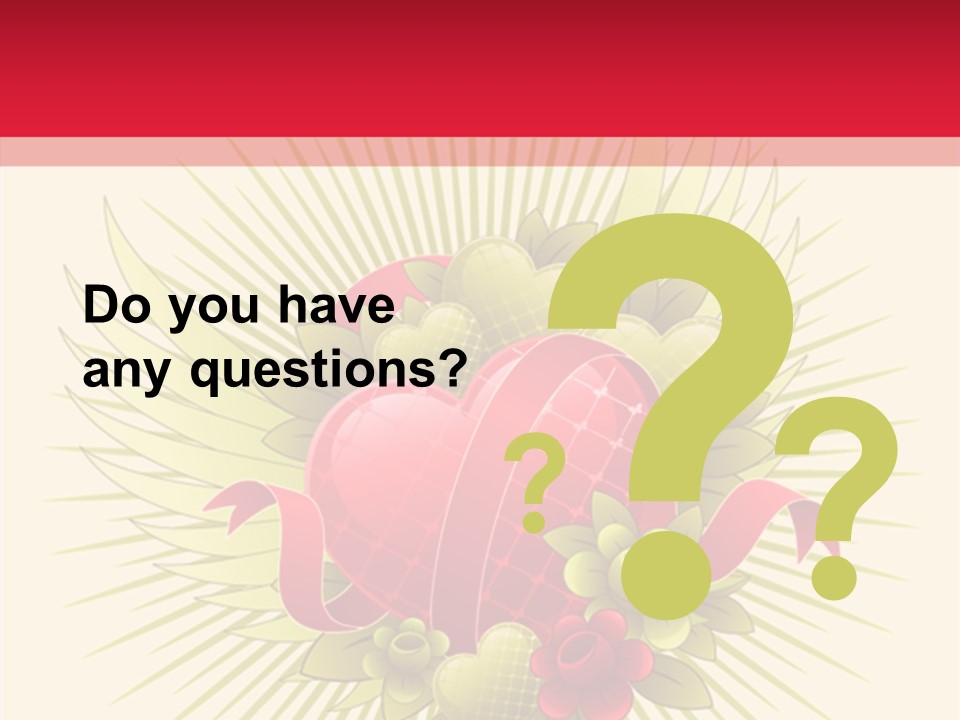 A Red Heart With Green Leaves On A Yellow And Red Background PowerPoint Template