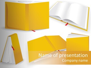 A Yellow Book With A Red Ribbon On It PowerPoint Template
