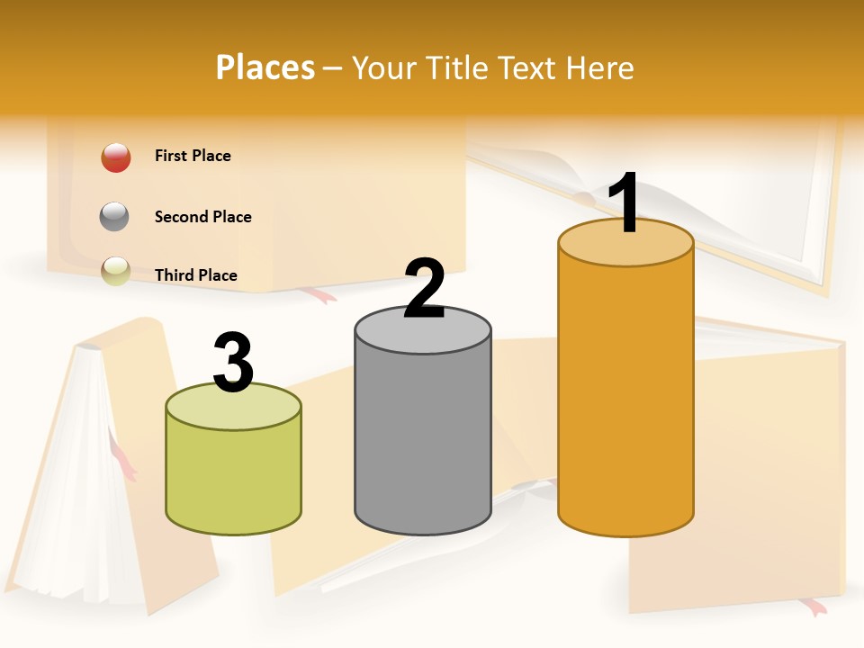 A Yellow Book With A Red Ribbon On It PowerPoint Template
