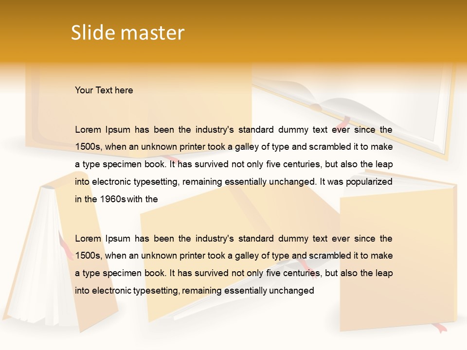 A Yellow Book With A Red Ribbon On It PowerPoint Template