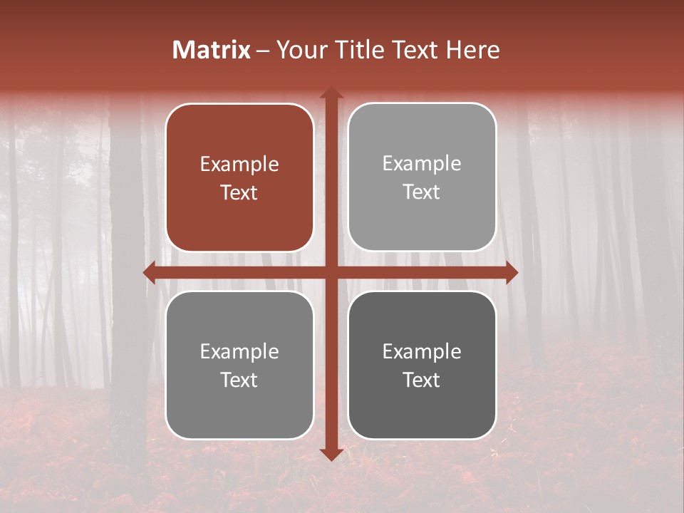 A Foggy Forest With Red Leaves On The Ground PowerPoint Template