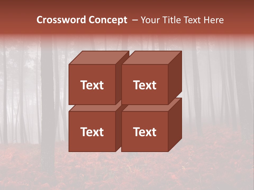 A Foggy Forest With Red Leaves On The Ground PowerPoint Template