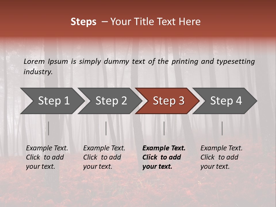 A Foggy Forest With Red Leaves On The Ground PowerPoint Template