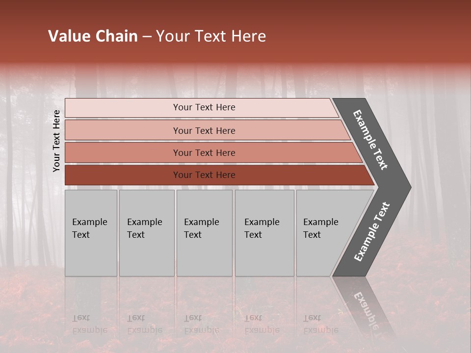 A Foggy Forest With Red Leaves On The Ground PowerPoint Template