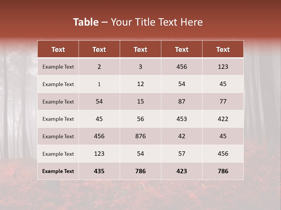 A Foggy Forest With Red Leaves On The Ground PowerPoint Template