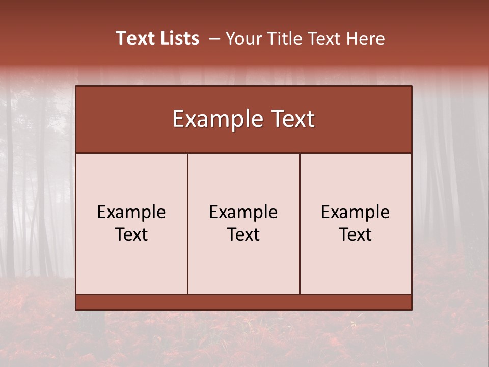 A Foggy Forest With Red Leaves On The Ground PowerPoint Template