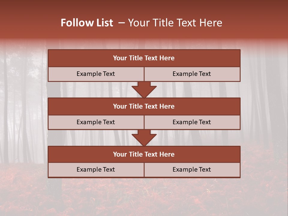 A Foggy Forest With Red Leaves On The Ground PowerPoint Template