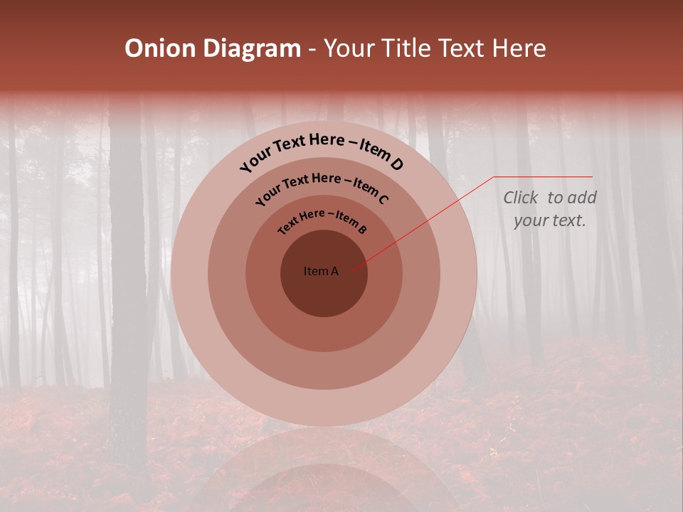 A Foggy Forest With Red Leaves On The Ground PowerPoint Template