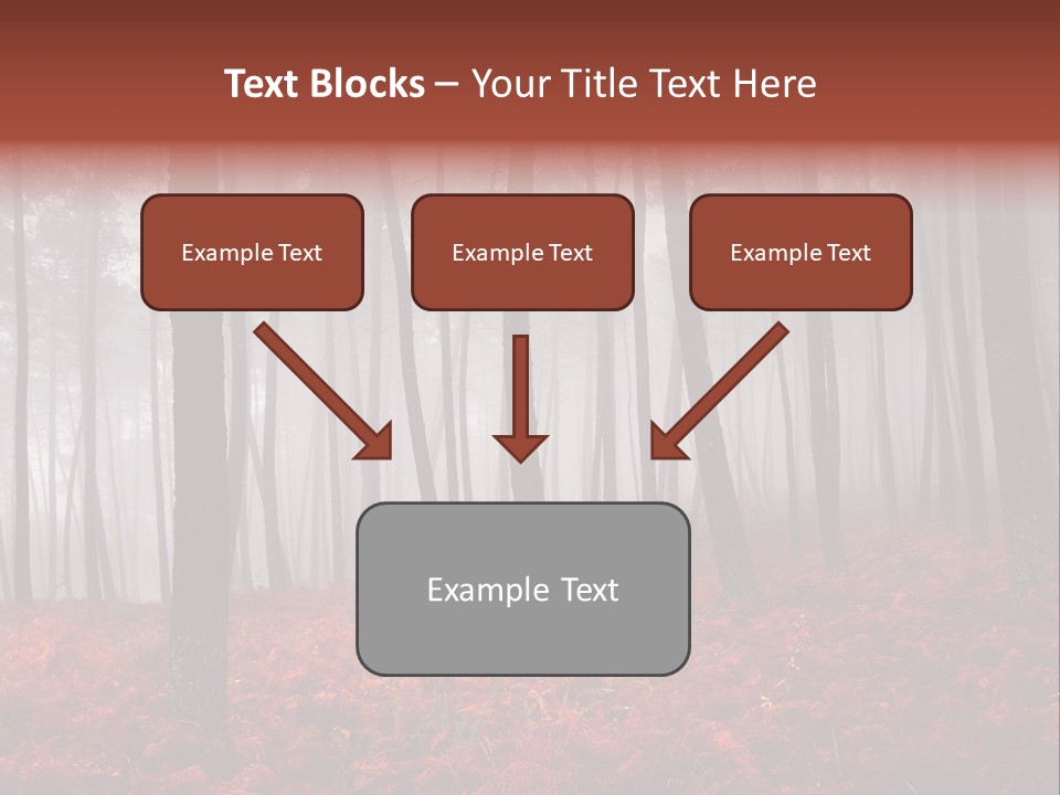 A Foggy Forest With Red Leaves On The Ground PowerPoint Template
