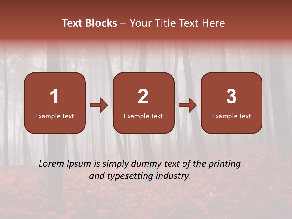 A Foggy Forest With Red Leaves On The Ground PowerPoint Template