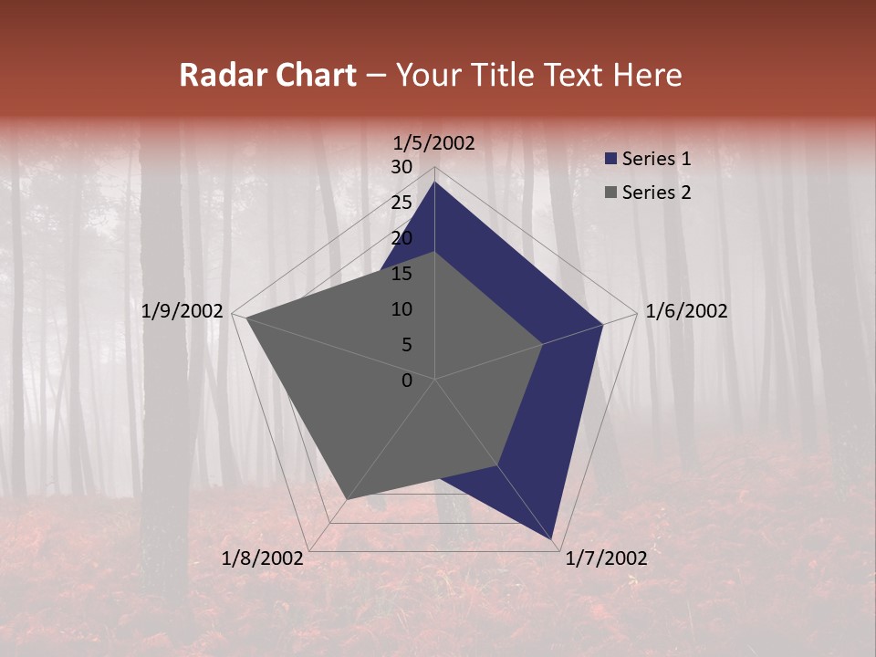 A Foggy Forest With Red Leaves On The Ground PowerPoint Template