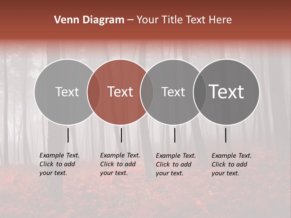 A Foggy Forest With Red Leaves On The Ground PowerPoint Template