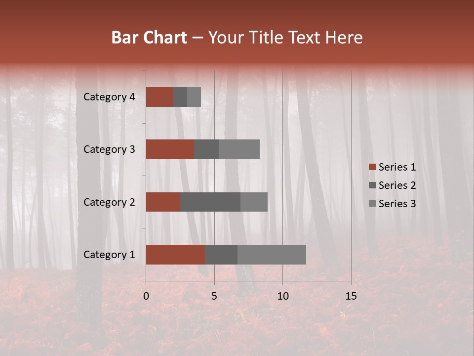 A Foggy Forest With Red Leaves On The Ground PowerPoint Template