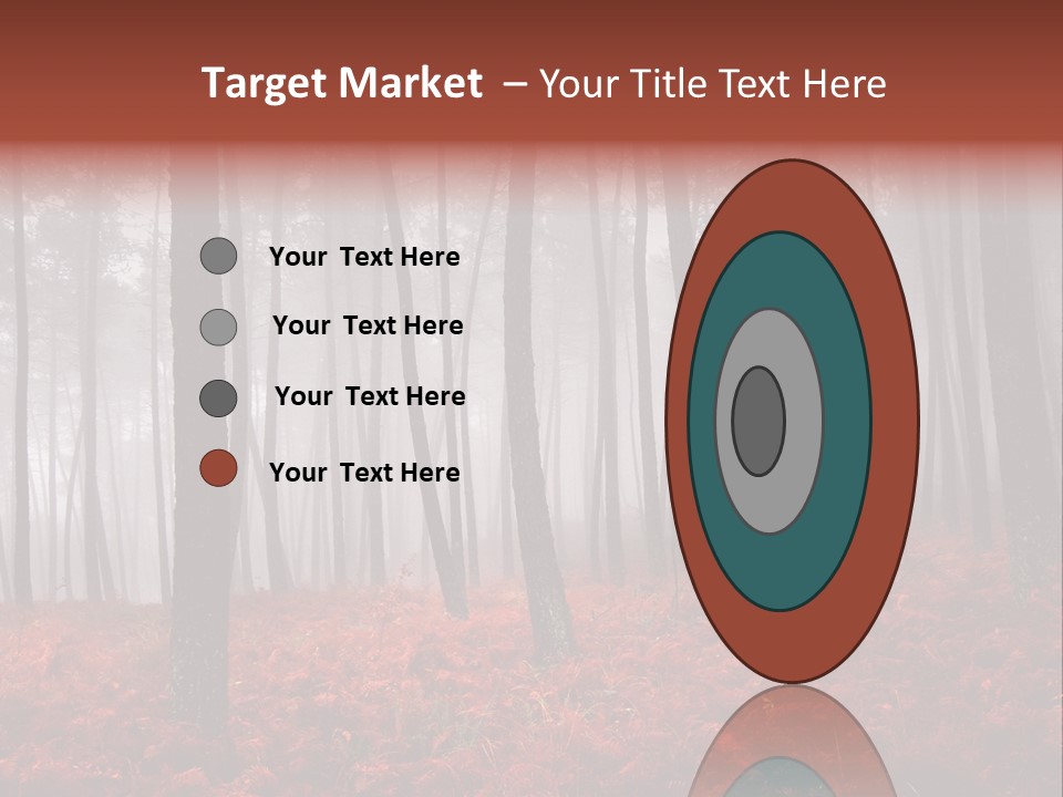 A Foggy Forest With Red Leaves On The Ground PowerPoint Template