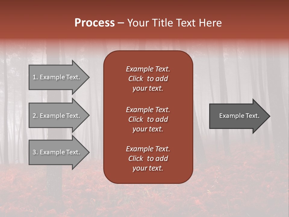 A Foggy Forest With Red Leaves On The Ground PowerPoint Template