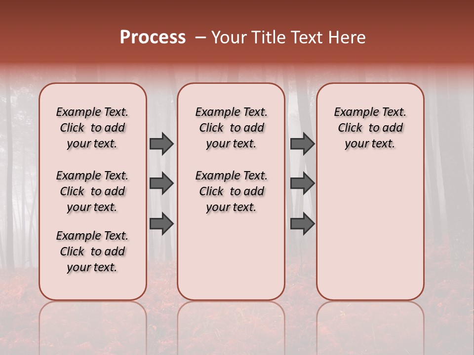 A Foggy Forest With Red Leaves On The Ground PowerPoint Template