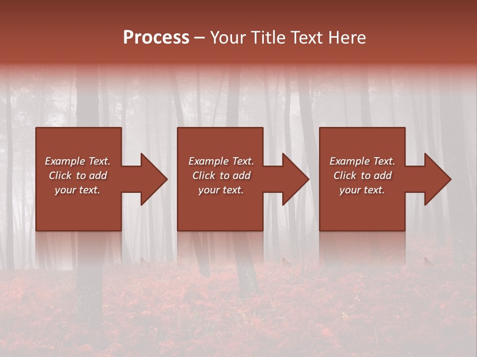 A Foggy Forest With Red Leaves On The Ground PowerPoint Template