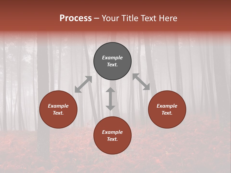 A Foggy Forest With Red Leaves On The Ground PowerPoint Template