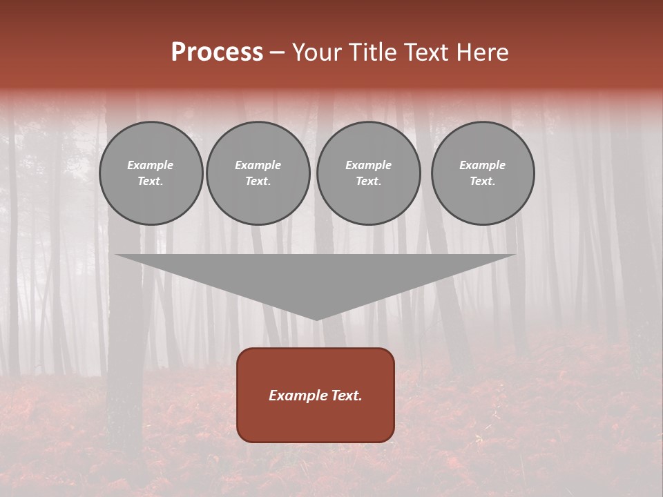 A Foggy Forest With Red Leaves On The Ground PowerPoint Template