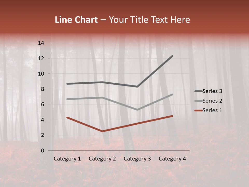 A Foggy Forest With Red Leaves On The Ground PowerPoint Template